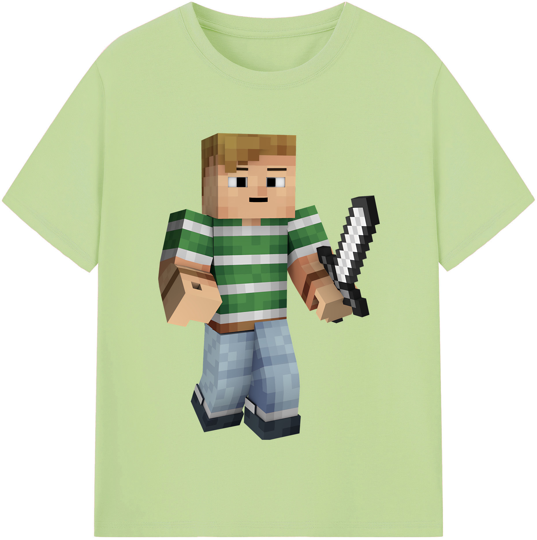 （画像用） マインクラフト ブロックの世界 Minecraft MC Block world 綿100％半袖Tシャツ（フロントプリント）